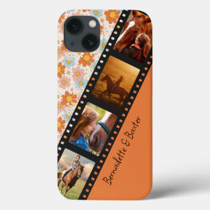 Orange Retro Daisy 4 Foto Horse Collage Name Case-Mate iPhone Hülle