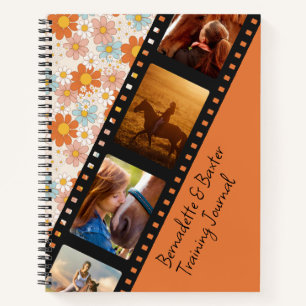 Orange Retro Daisy 4 Foto Horse Collage Name Notizbuch
