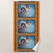 Orange Retro Film Strip Foto Handtuch
