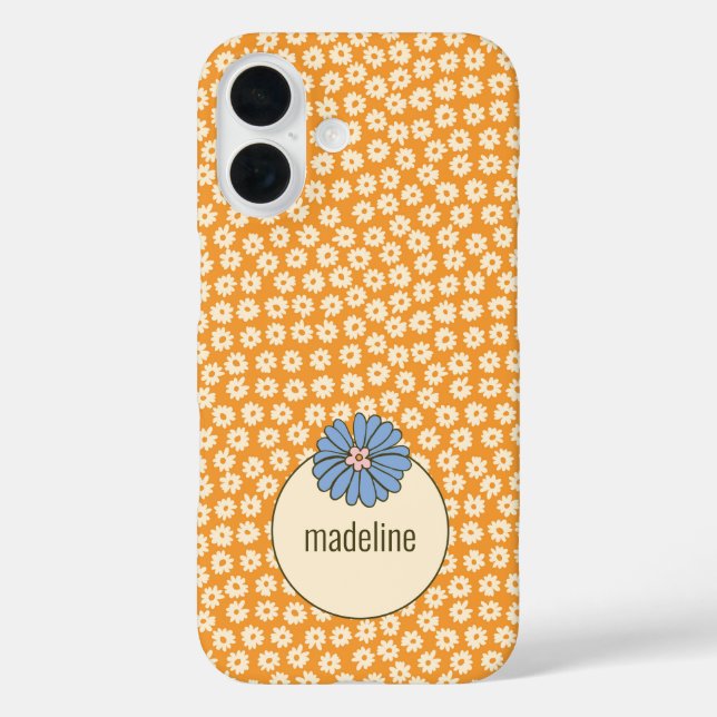 Orange Retro Girly Blume Pattern Case-Mate iPhone Hülle (Rückseite)