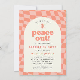 Orange Retro Groovy 70er Graduation Party Einladung