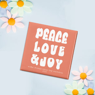 Orange Retro Groovy Frieden Liebe Freude Urlaub Magnet