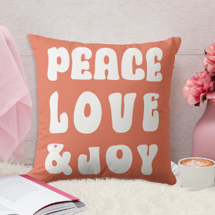 Orange Retro Groovy Peace Liebe Joy Holiday Kissen