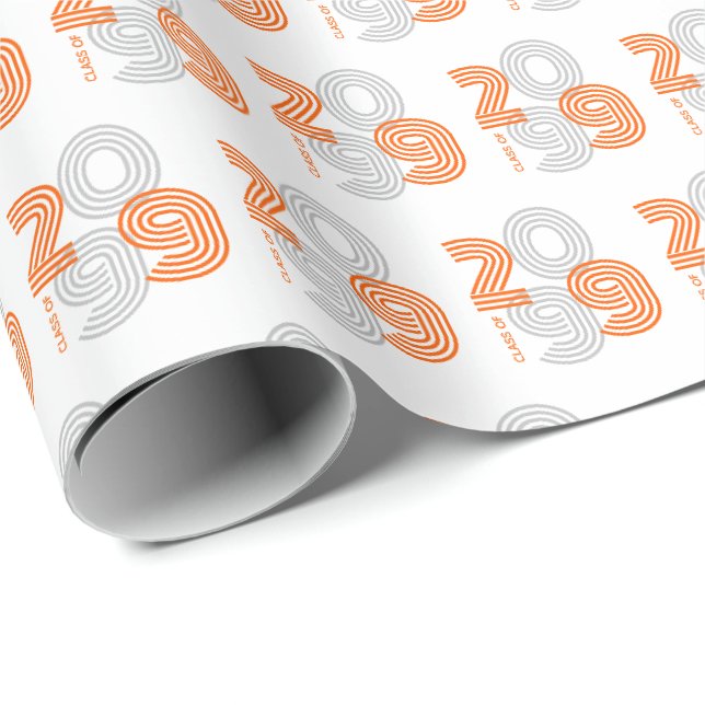 Orange Retro Große Zahlen Klasse von Geschenkpapier (Rolleneckpunkt)