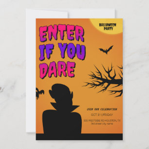 Orange Retro Halloween Einladung, Halloween Nacht Einladung