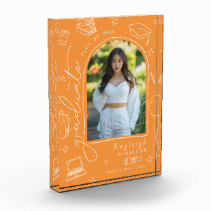 Orange Retro Hand Dragezeichneter Abschluss Foto B