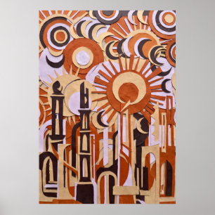 Orange Retro-Kreise Abstrakter Poster