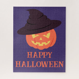 Orange Retro-Kürbis Frohes Halloween Puzzle