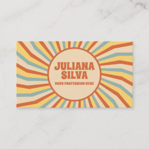 Orange Retro Line mit QR Business Card Visitenkarte