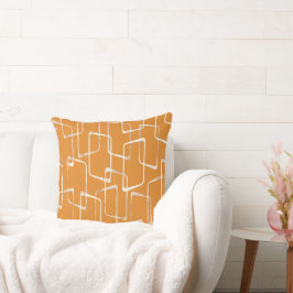 Orange Retro Lino Geometrisches Muster Kissen