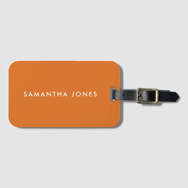 Orange Retro Minimalistisch modern Gepäckanhänger (Vorderseite (Horizontal))