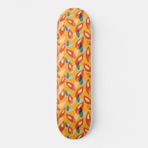 Orange Retro Moderne geometrische Blätter 70er Mus Skateboard