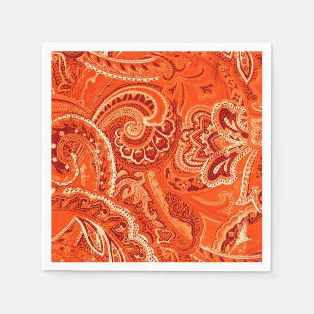 Orange Retro Paisley Bandanna/Bandana Serviette (Vorderseite)