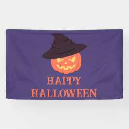 Orange Retro Pumpkin Happy Halloween Party Banner