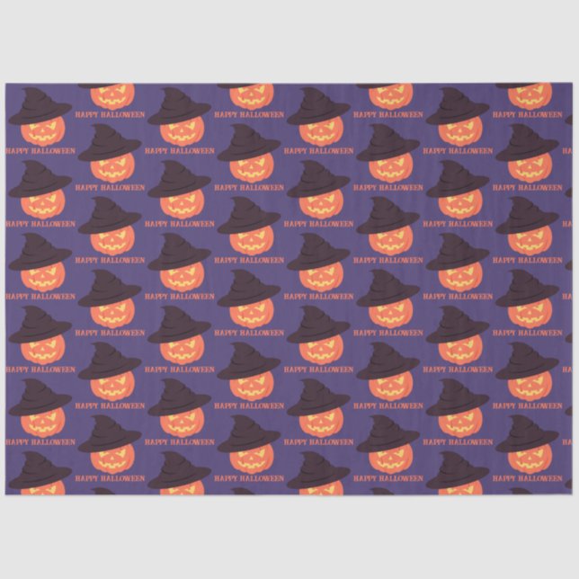 Orange Retro Pumpkin Happy Halloween Seidenpapier (Vorderseite)