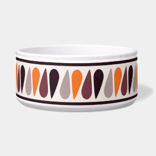 Orange Retro Teardrop Muster Keramik Dog Bowl Napf