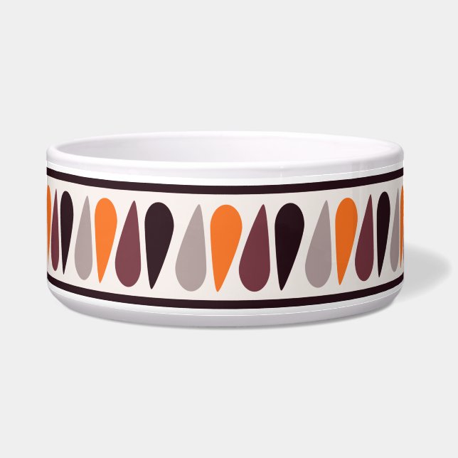 Orange Retro Teardrop Muster Keramik Dog Bowl Napf (Vorderseite)