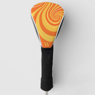Orange Retro Twirl Monogramm Golf Headcover