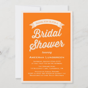 ORANGE RETRO-TYPOGRAPHIE   BRIDAL SHOWER EINLADUNG