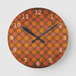 Orange retro vintage dots pattern runde wanduhr