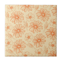 Orange Retro Vintages Y2K Blume Muster