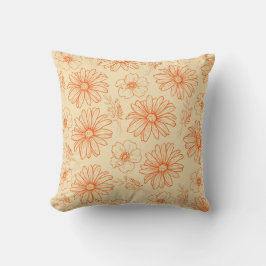 Orange Retro Vintages Y2K Blume Muster Kissen