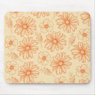 Orange Retro Vintages Y2K Blume Muster Mousepad