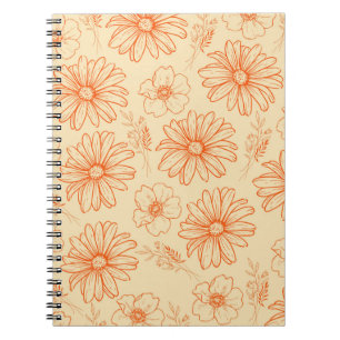 Orange Retro Vintages Y2K Blume Muster Notizblock