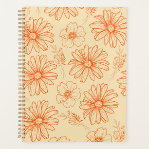 Orange Retro Vintages Y2K Blume Muster Planer
