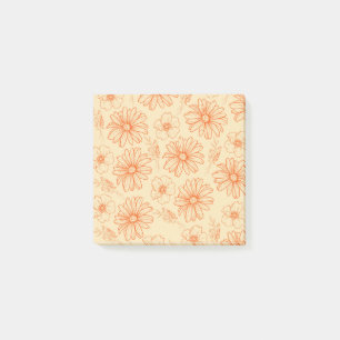 Orange Retro Vintages Y2K Blume Muster Post-it Klebezettel