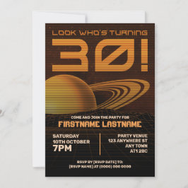 Orange Retrowave 30. Geburtstagsfeier Party Einlad Einladung