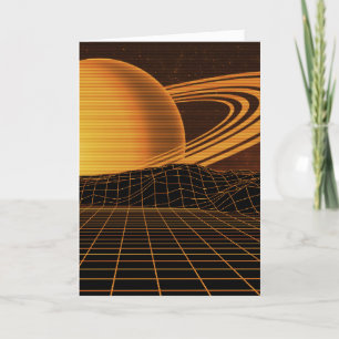 Orange Retrowave Grußkarte Feiertagskarte