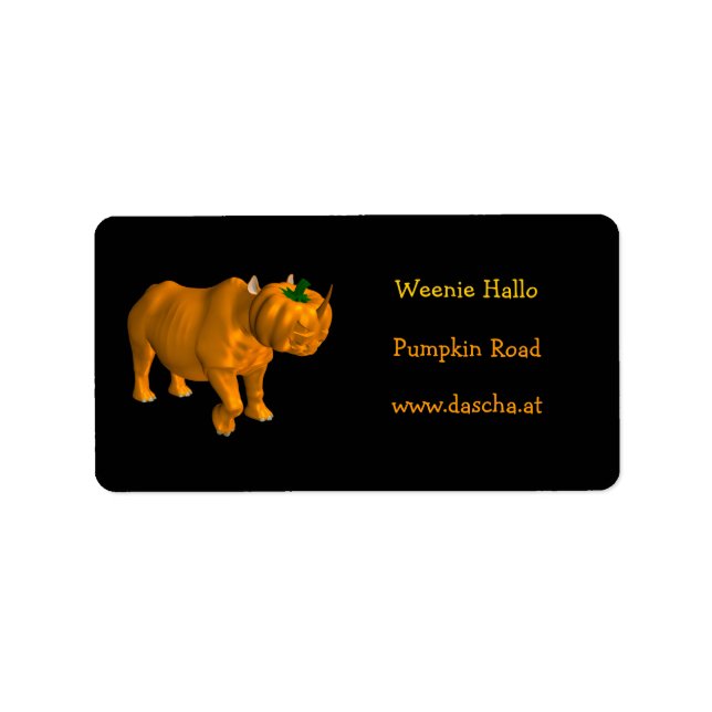 Orange Rhinoceros Adressaufkleber (Vorne)