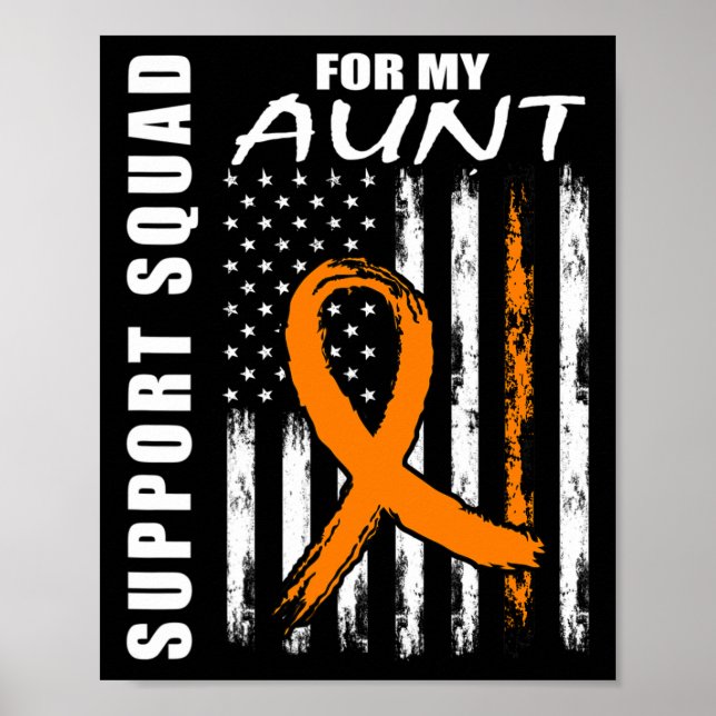 Orange Ribbon Aunt Leukemia Awareness Usa Flag Can Poster (Vorne)
