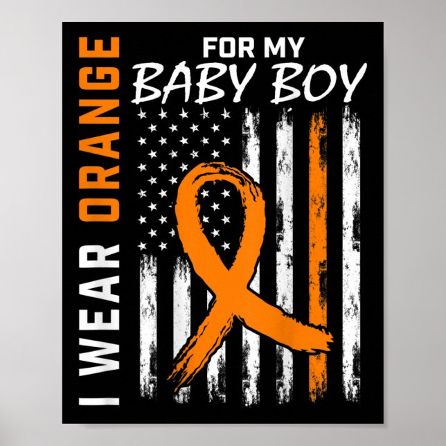 Orange Ribbon Baby Boy LEUKEMIA SUPPORT LEUKEMIA Poster (Vorne)