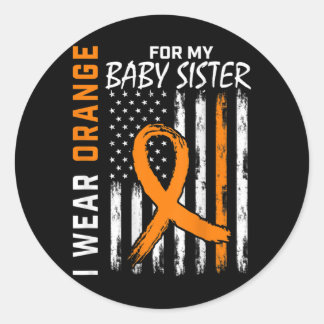 Orange Ribbon Baby Schwester Leukemia Warnhinweis Runder Aufkleber