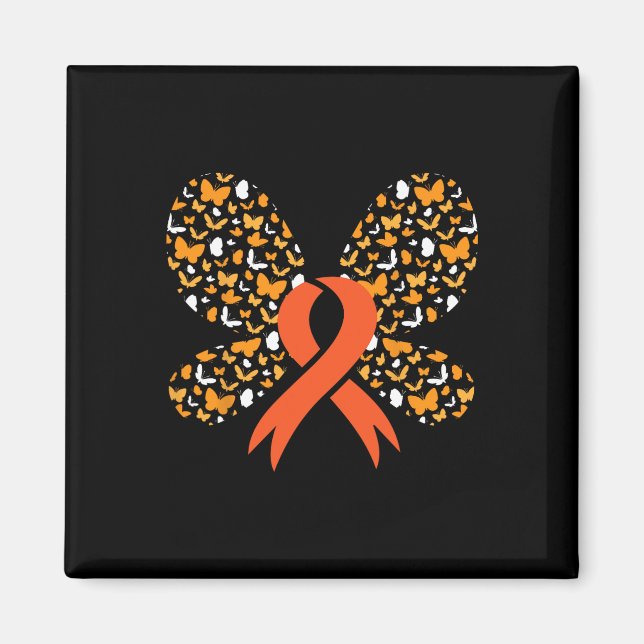 Orange Ribbon Butterfly Leukämie Bewusstsein Survi Magnet (Vorne)