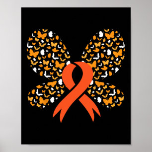 Orange Ribbon Butterfly Leukämie Bewusstsein Survi Poster