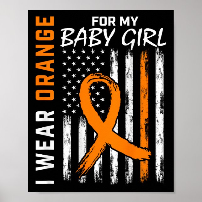 Orange Ribbon Byby Girl Leukemia Bewusstsein Poster (Vorne)
