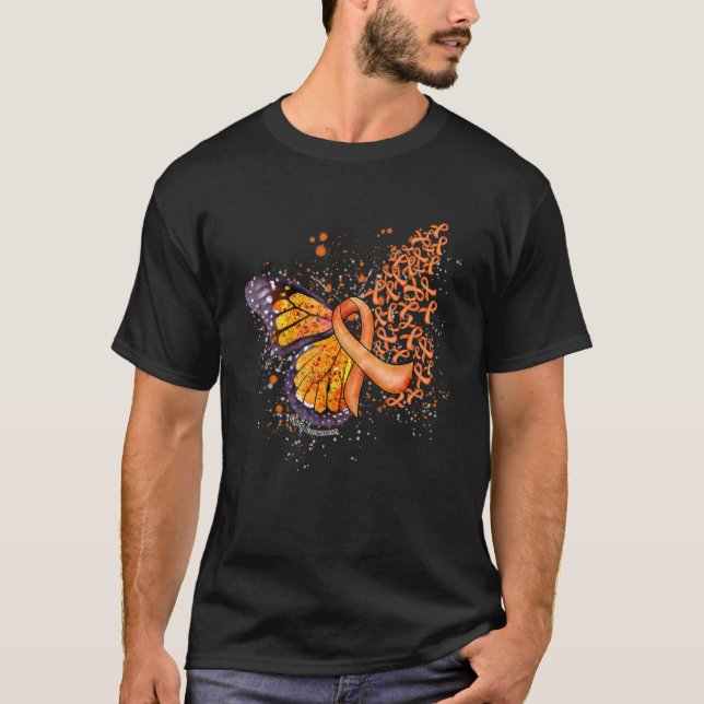 Orange Ribbon Copd Awareness Drilling Butterfly T-Shirt (Vorderseite)
