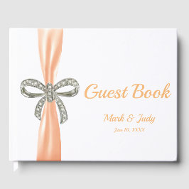 Orange Ribbon Diamond Bow Wedding Guestbook Gästebuch