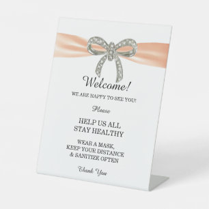 Orange Ribbon Diamond Bow Wedding Safety Sockelschild