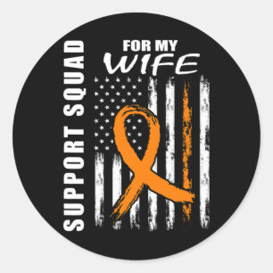 Orange Ribbon Ehefrau Leukämie Bewusstsein USA Fla Runder Aufkleber