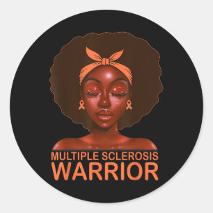 Orange Ribbon Frau Awareness Warrior Black Afro Runder Aufkleber