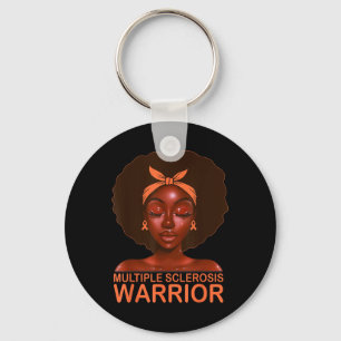 Orange Ribbon Frau Awareness Warrior Black Afro Schlüsselanhänger