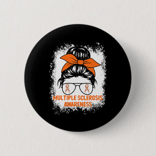 Orange Ribbon Frauen Frau Multiple Sklerose Button