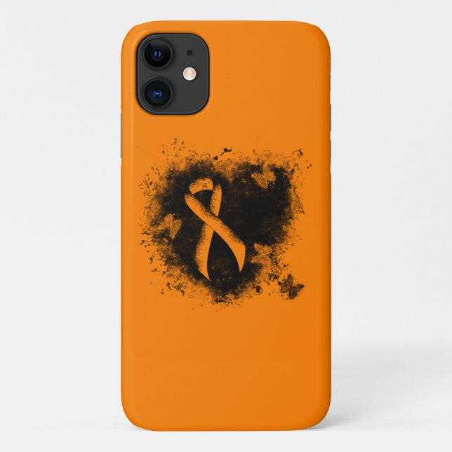 Orange Ribbon Grunge Herz Case-Mate iPhone Hülle (Rückseite)
