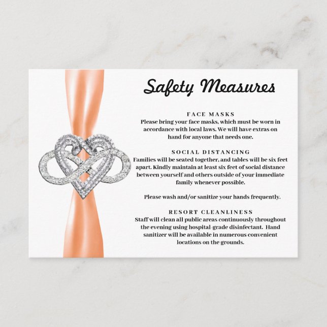 Orange Ribbon Infinity Heart Safety Measures Begleitkarte (Vorderseite)