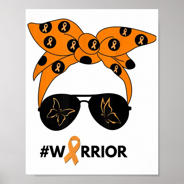 Orange Ribbon Krebs Krieger Bandana Unbrea Poster (Vorne)