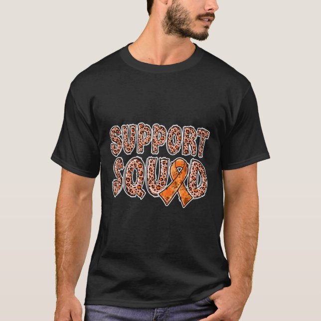Orange Ribbon Leopard Print Support Squad CRPS 1 T-Shirt (Vorderseite)